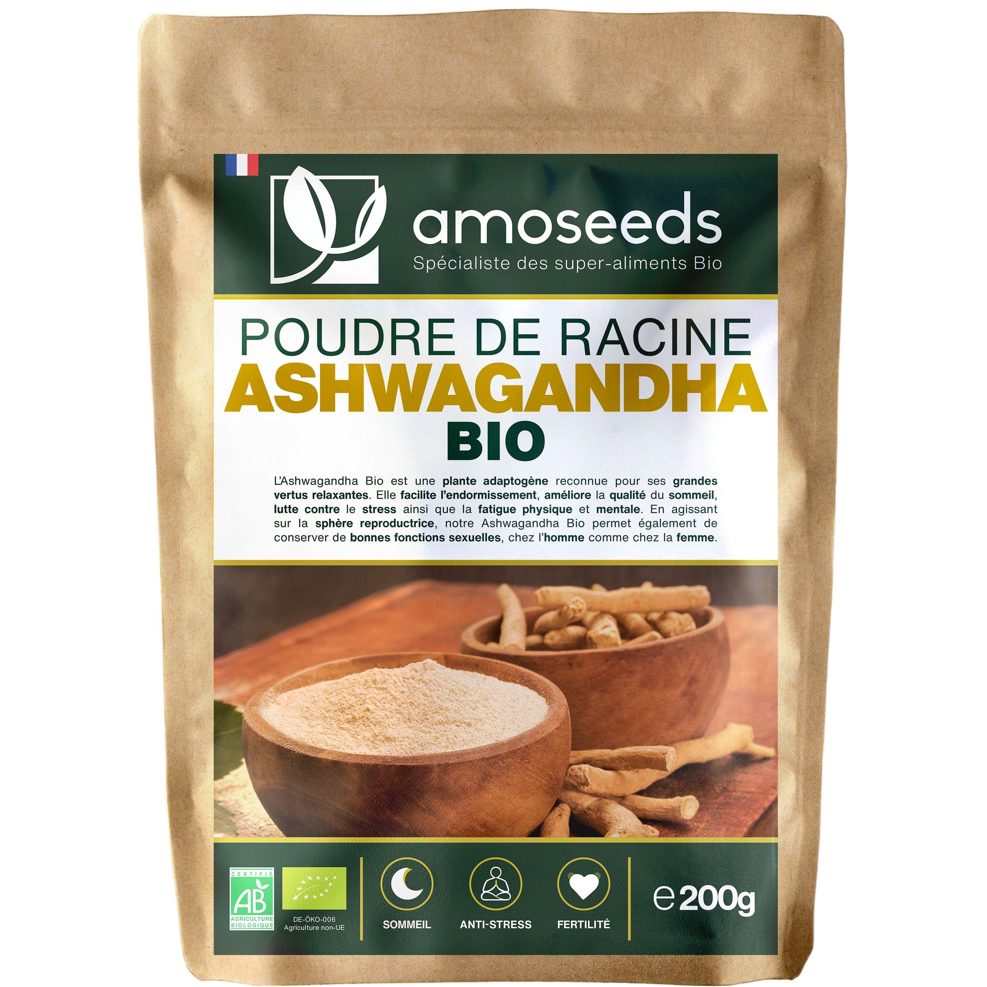 Amoseeds Ashwagandha en Poudre Bio 200g