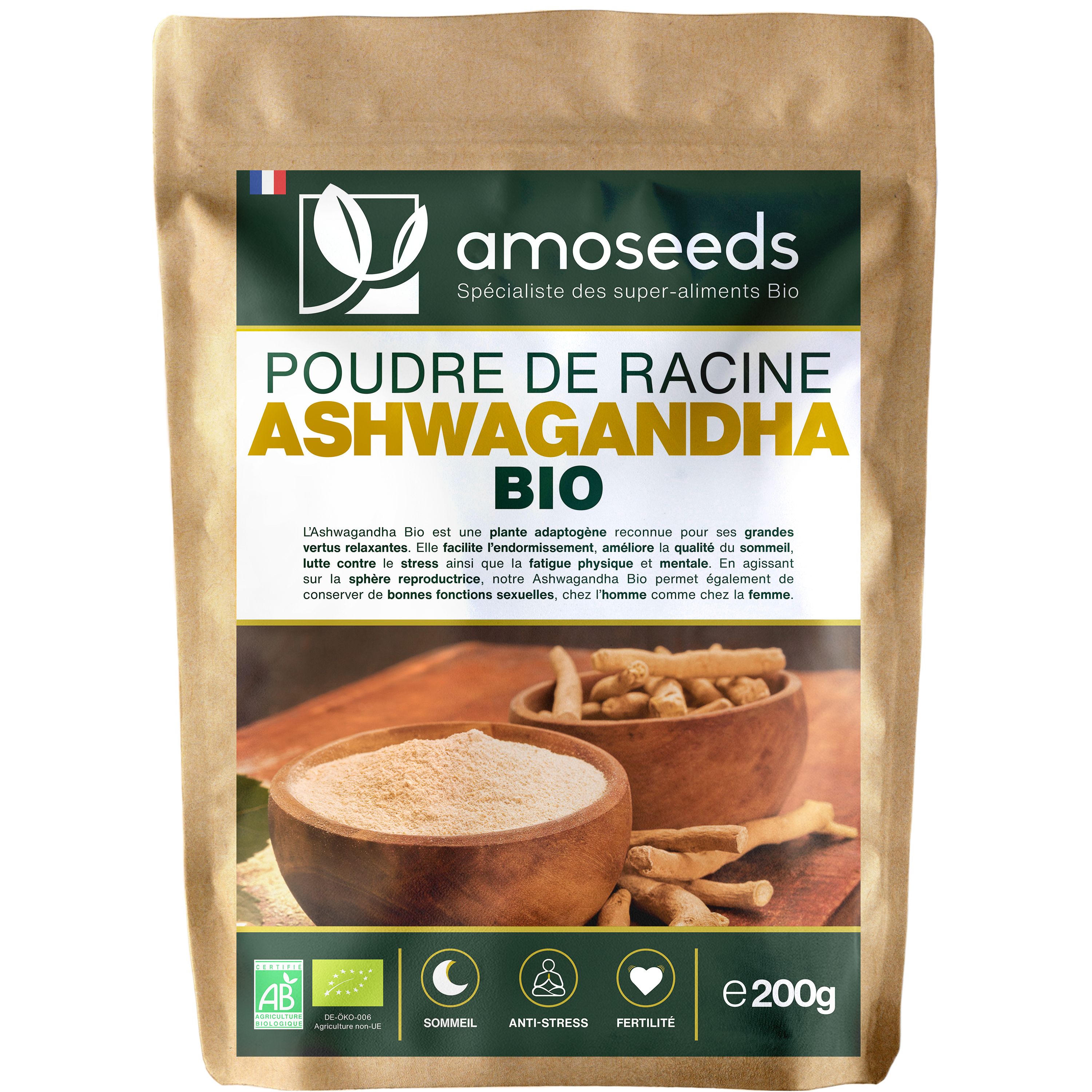 Amoseeds Ashwagandha en Poudre Bio 200g