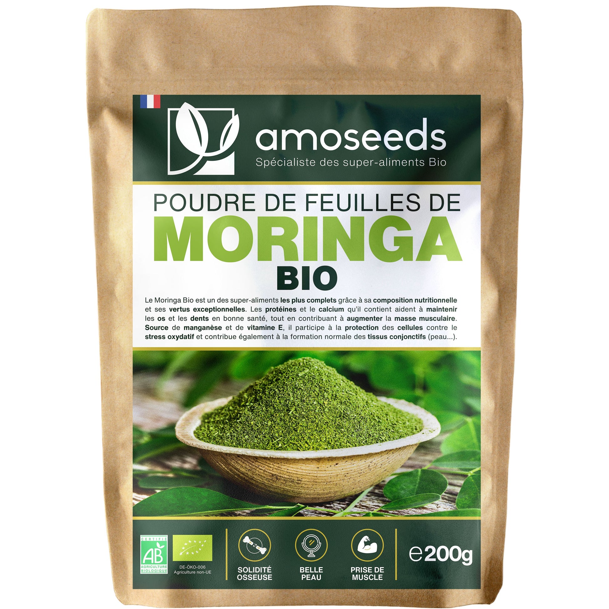 Amoseeds Poudre de Moringa Bio 200g