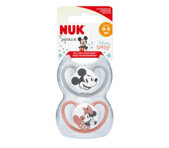 NUK Sucette Silicone Space 0/6M Mickey x2