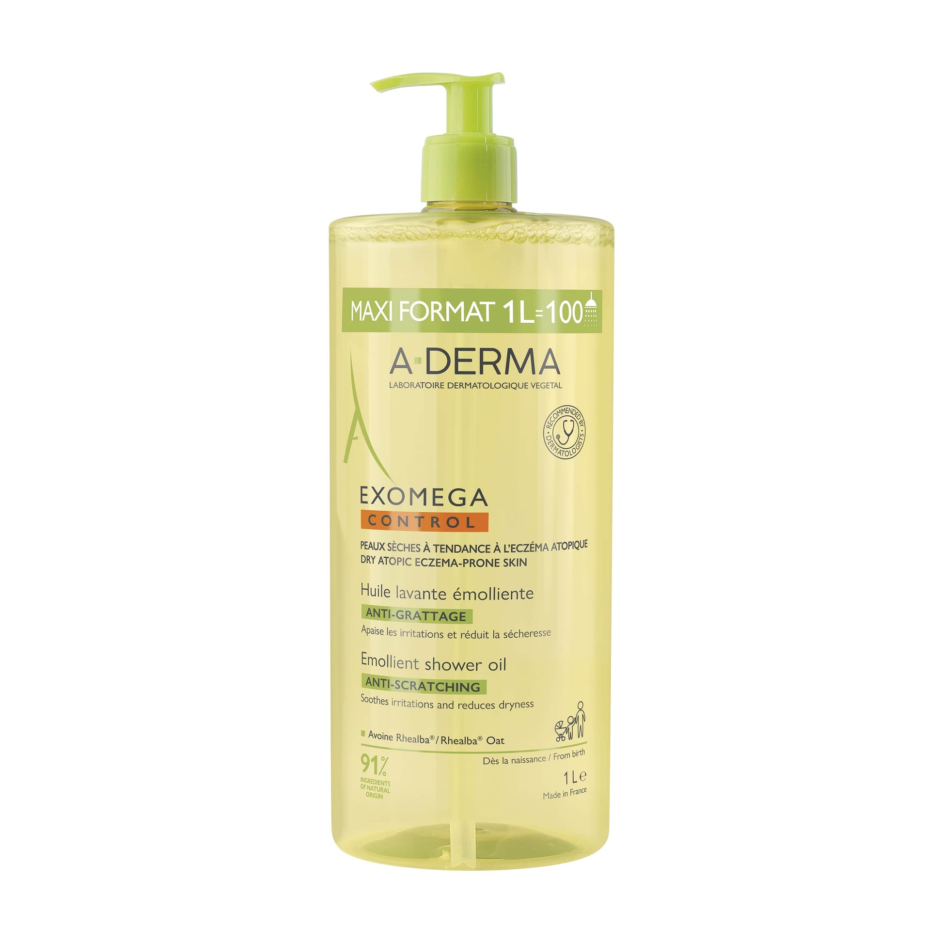 A-Derma Exomega Control Huile Lavante Émolliente Anti-Grattage 1L