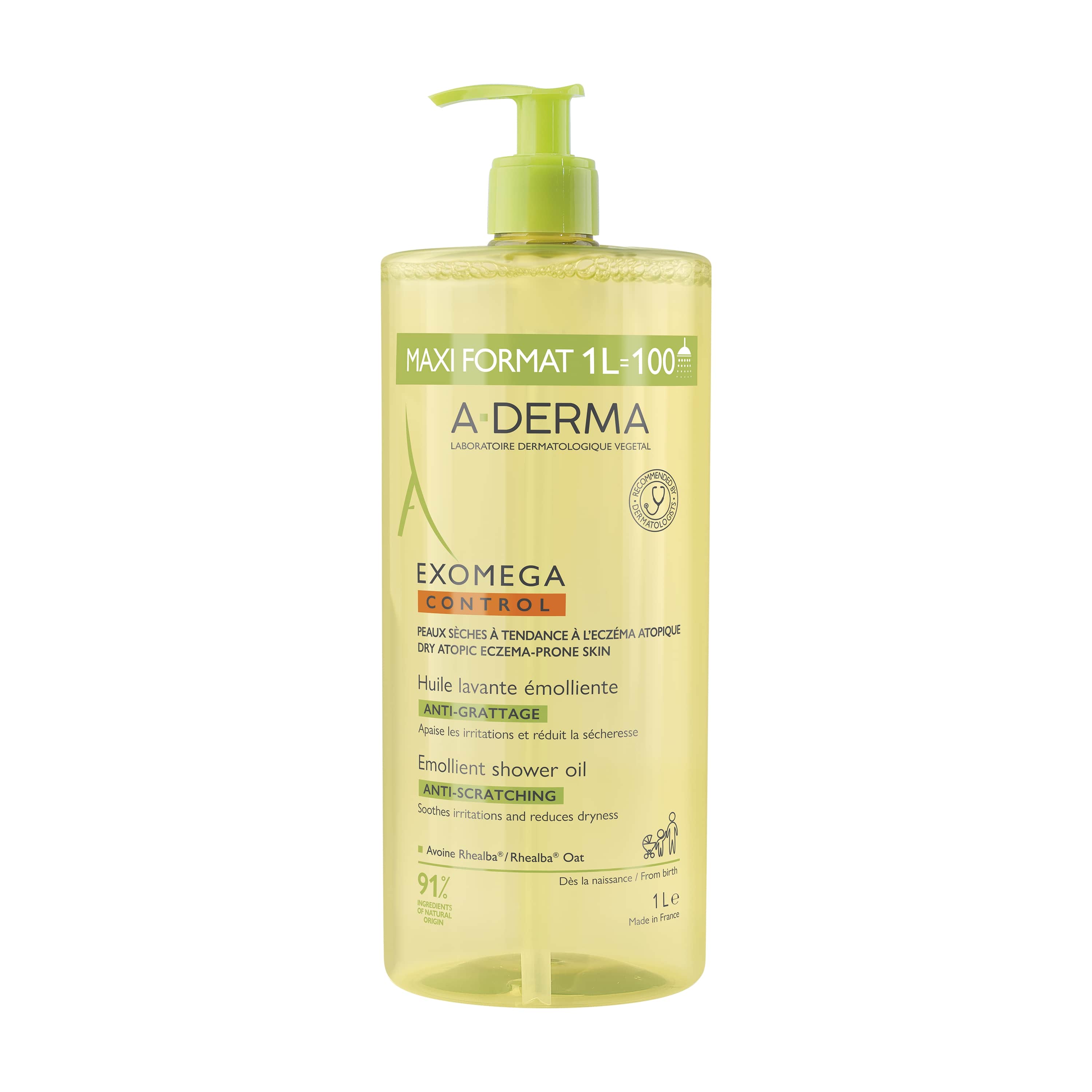 A-Derma Exomega Control Huile Lavante Émolliente Anti-Grattage 1L