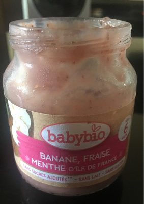 BabyBio Compote Banane, Fraise & Menthe Bio dès 6 Mois 2x130g