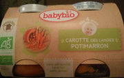 BabyBio Carotte & Potimarron Bio dès 4 Mois 2x130g
