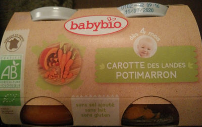 BabyBio Carotte & Potimarron Bio dès 4 Mois 2x130g