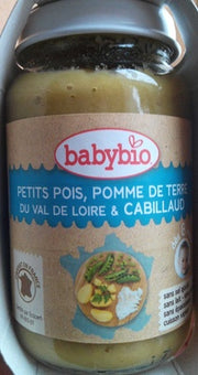 BabyBio Petits Pois, Pomme de Terre & Cabillaud Bio dès 8 Mois 200g