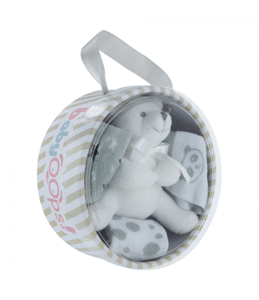 BabyOops Kit 3 Paires Chaussettes Ourson Blanc