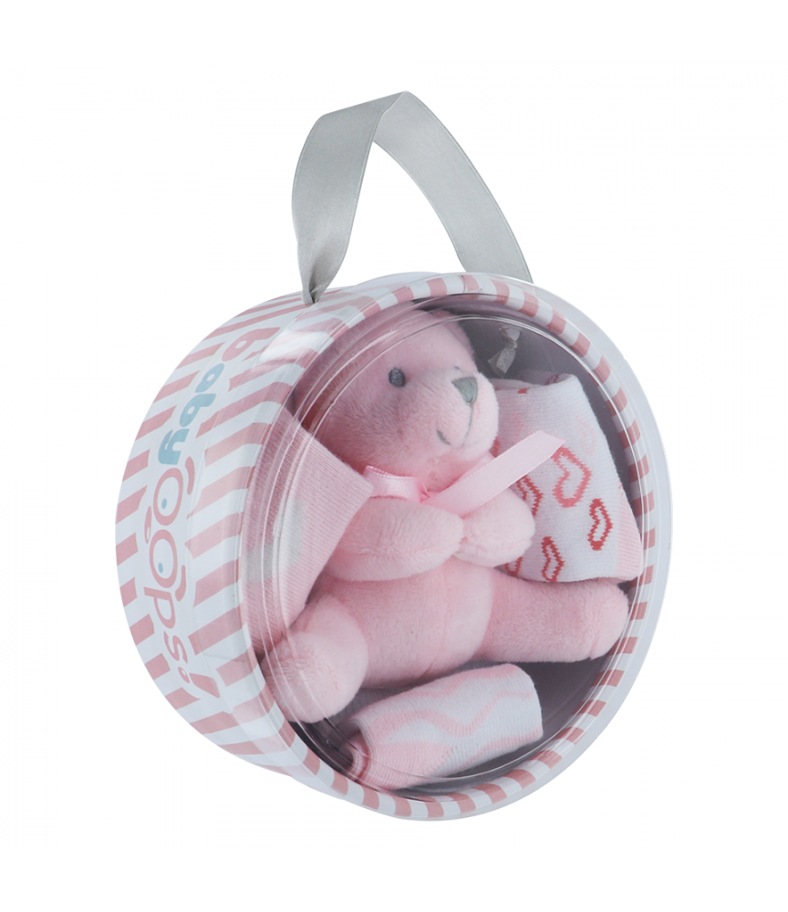 BabyOops Kit 3 Paires Chaussettes Ourson Rose