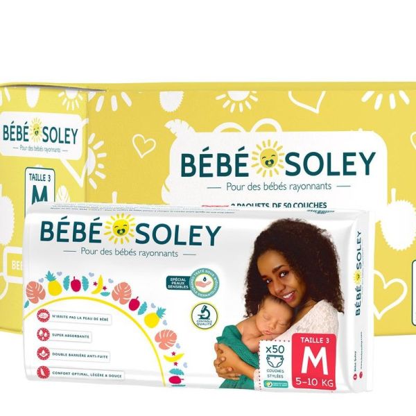 Couches Bébé Soley Taille M 5-10kg Paquet de 50