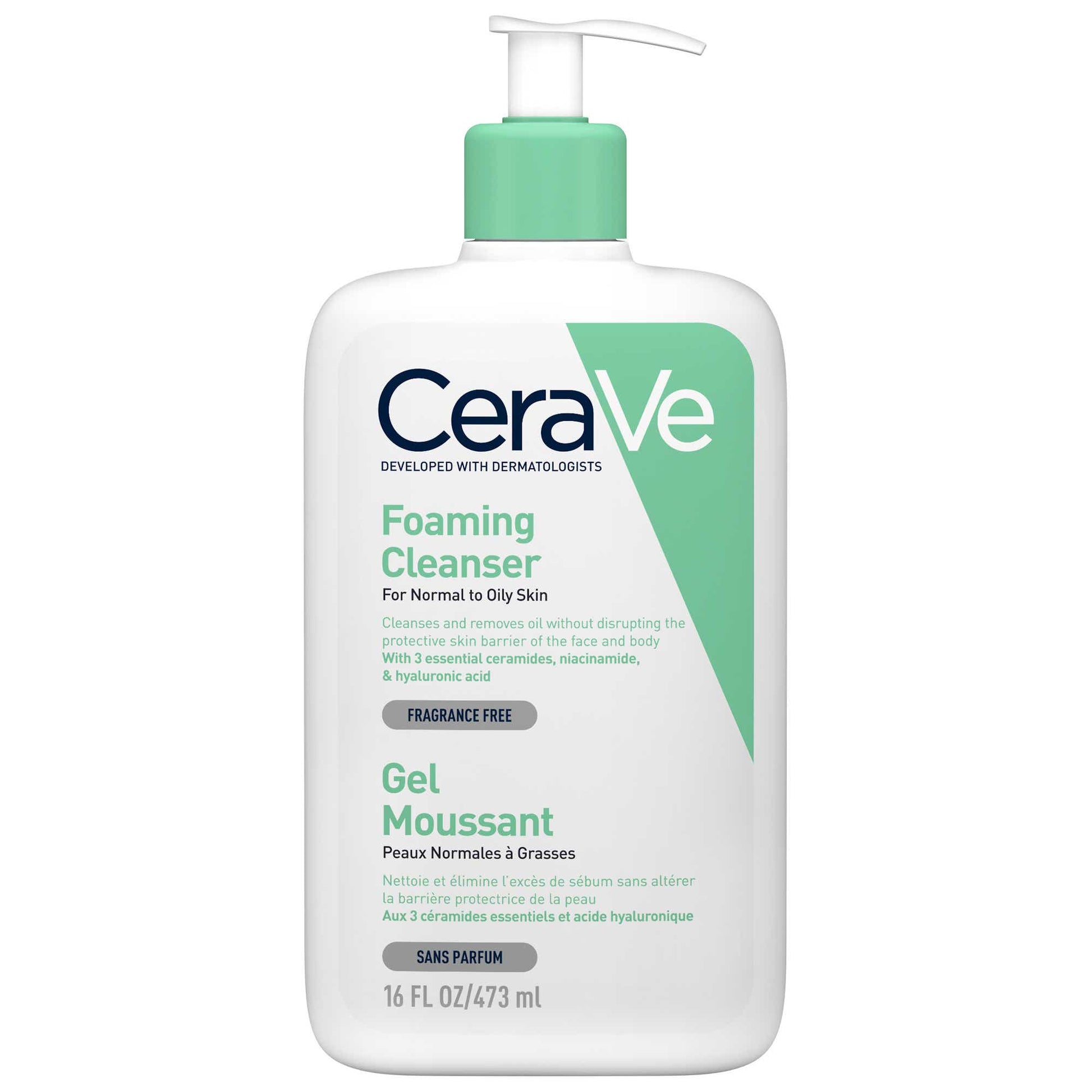 CeraVe Gel Moussant Visage Peaux Normales à Grasses 473ml