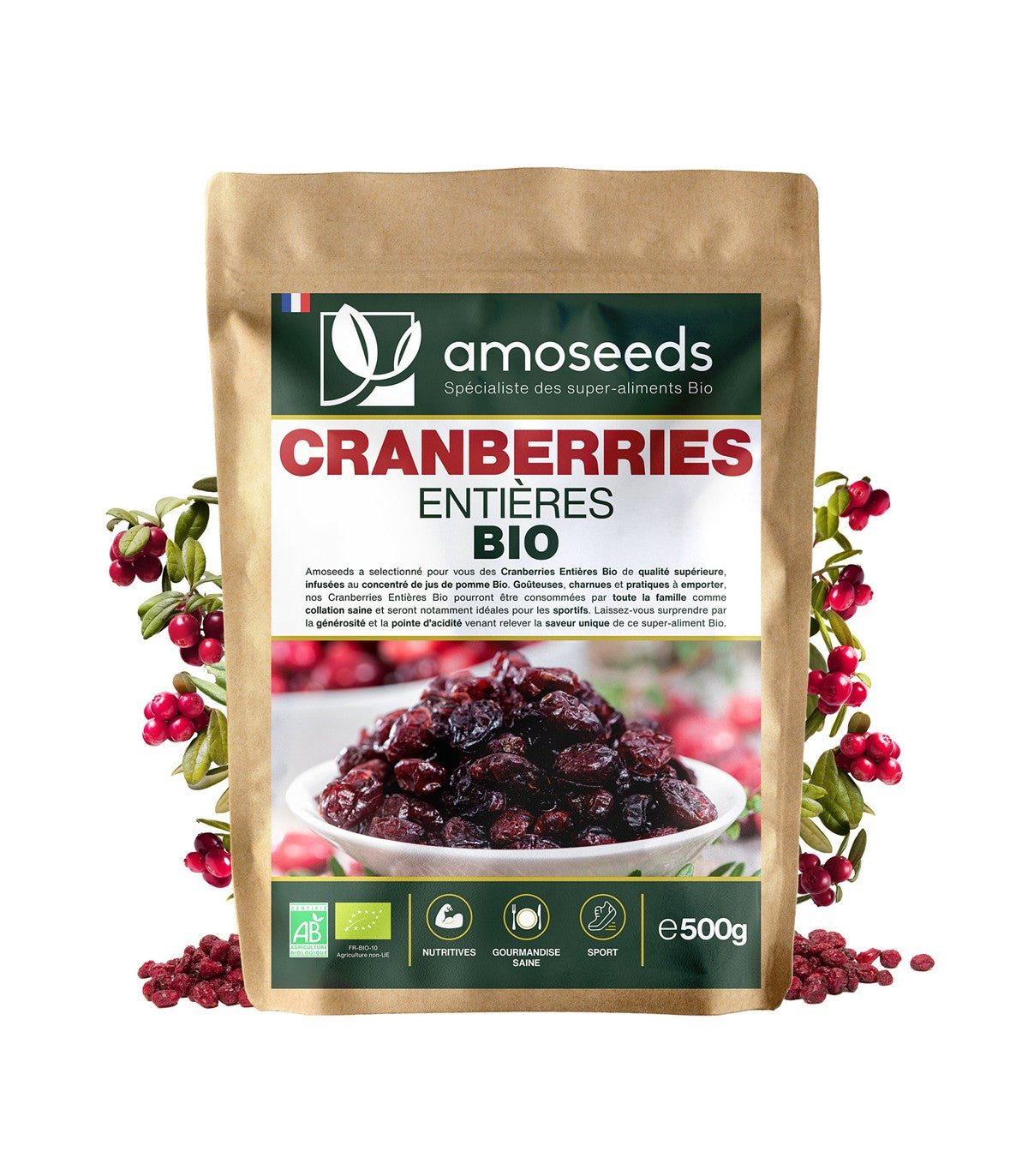 Amoseeds Cranberries Entières Bio 200g