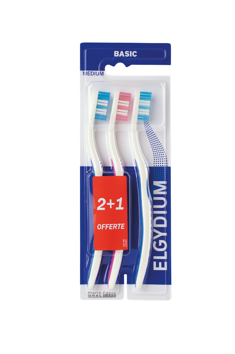 Elgydium Basic Brosse à Dents Medium x3