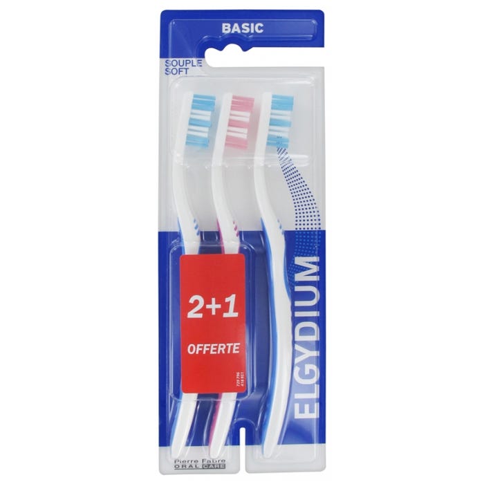 Elgydium Basic Brosse à Dents Souple x3