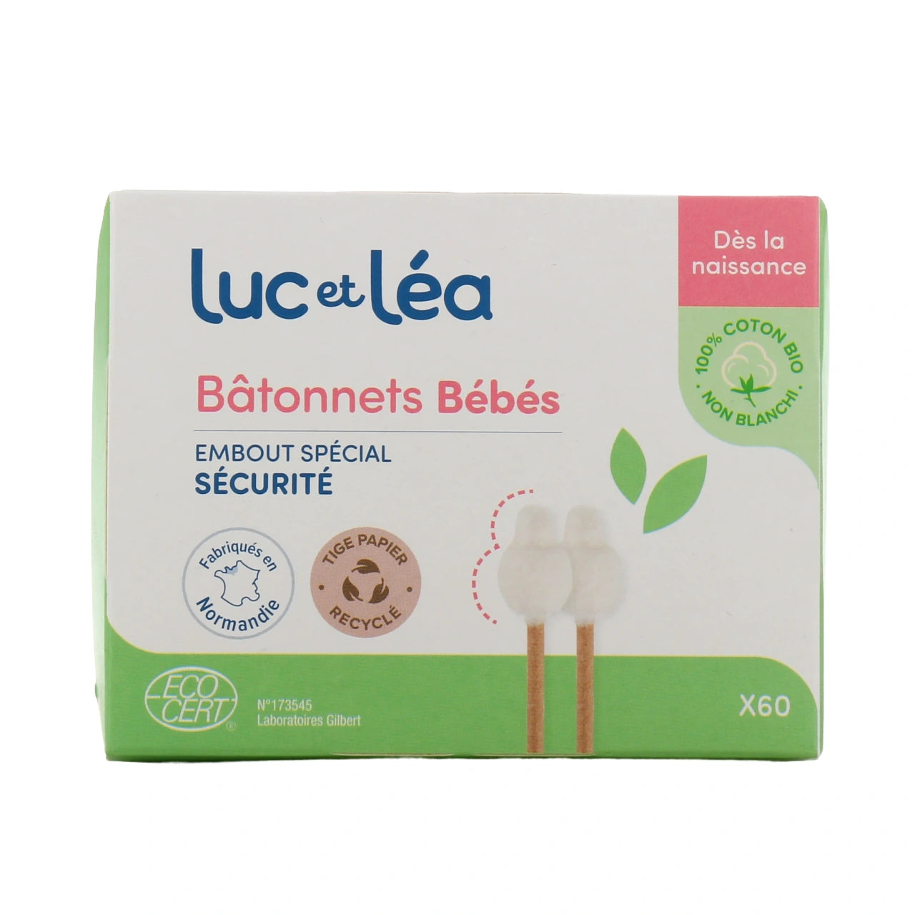 Luc et Léa Bâtonnets Ouate Extra-Doux Bébé x20