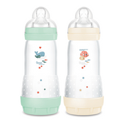 MAM Coffret 2 Biberons 4 Mois Débit 3 Vert 320ml