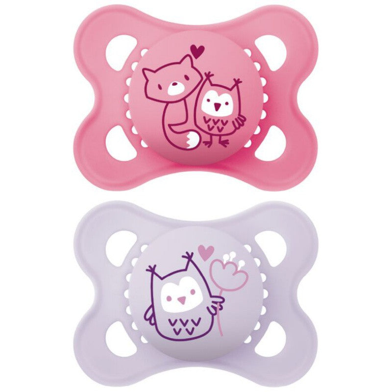 MAM Couleurs Naturelles Sucette Silicone 2-6 Mois Motif x2