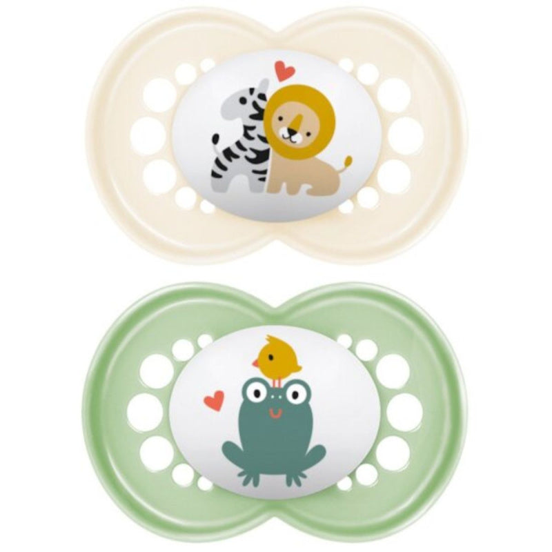 MAM Couleurs Naturelles Sucette Silicone 6 Mois Motif x2