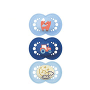 MAM Origin Sucette Silicone 18 Mois Bleu x3