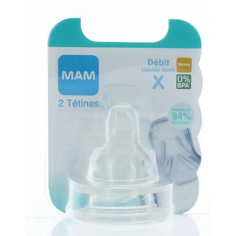 MAM Tétine Silicone Débit Rapide Liquides Épais x2
