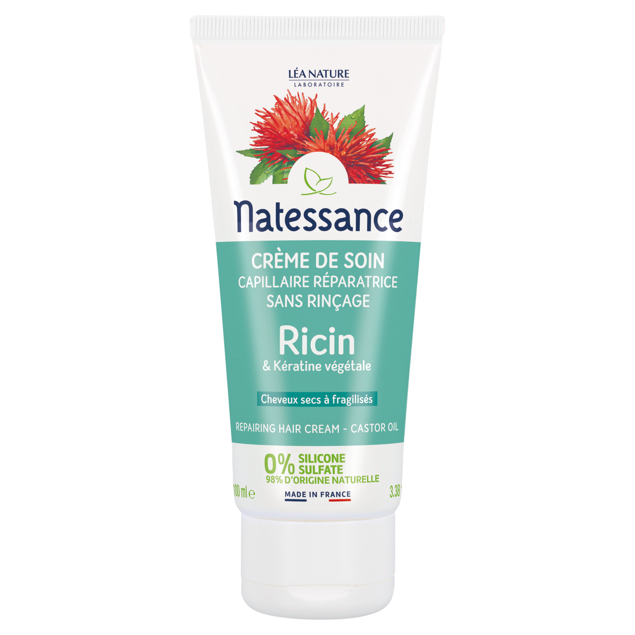 Natessance Crème Soin Capillaire Réparatrice au Ricin 100ml