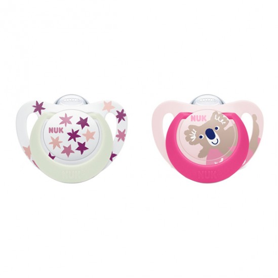 NUK Starlight Sucette Silicone 18-36 mois Fille (lot de 2)