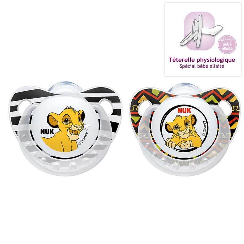 NUK Sucette Silicone Taille M Le Roi Lion (lot de 2)