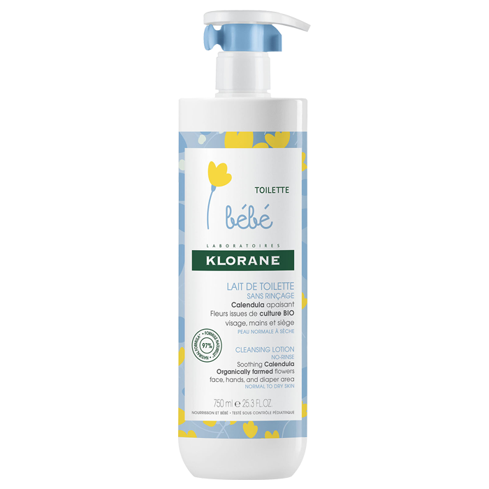 Klorane Bébé Lait de Toilette Sans Rinçage au Calendula 750ml