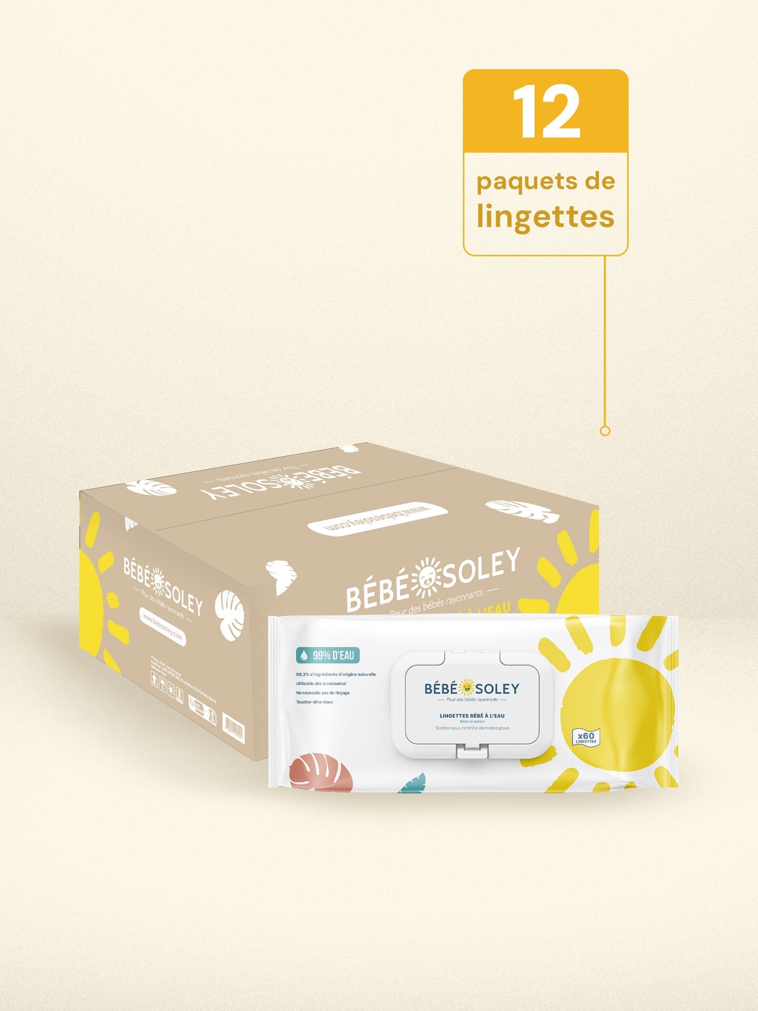 Bébé Soley Lingettes Paq/60