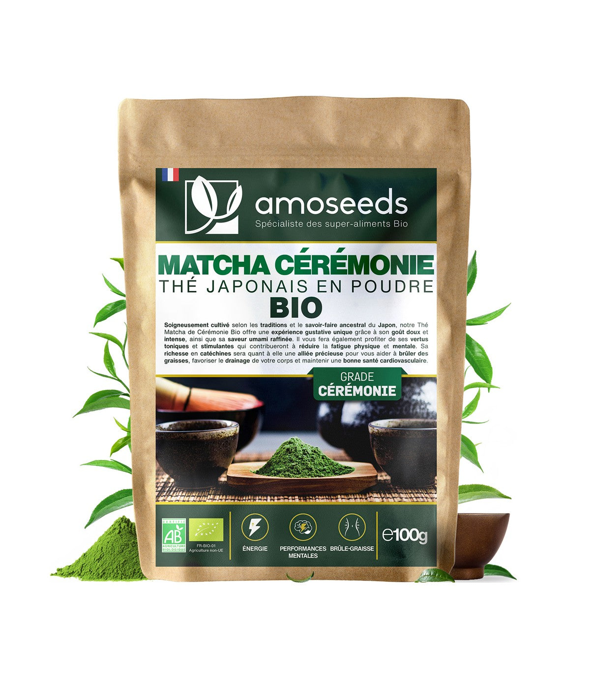 Amoseeds Thé Matcha Japonais en Poudre Bio 100g