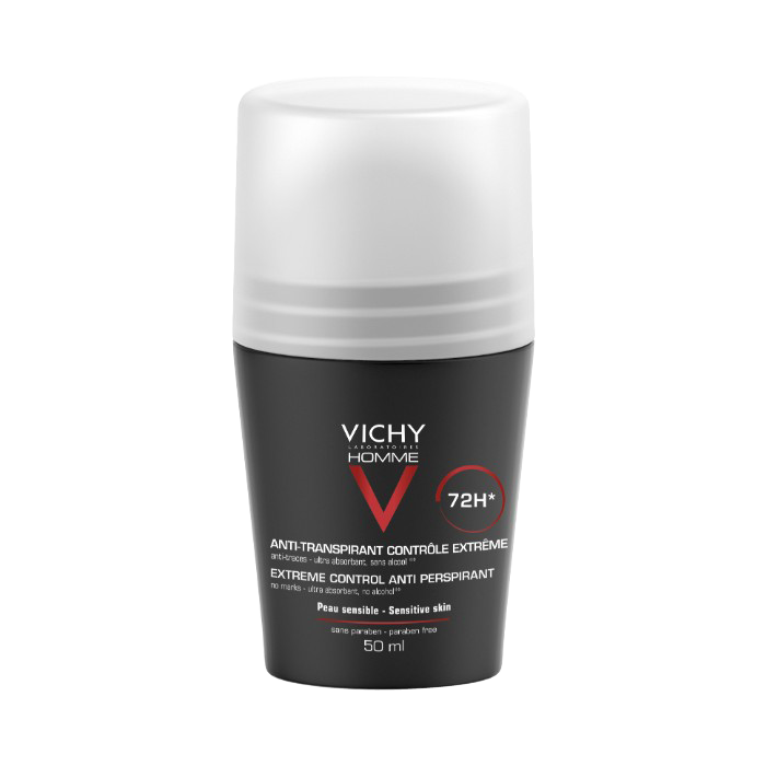 Vichy Homme Antitranspirant Bille Antitrace Contrôle Extrême 72H 50ml